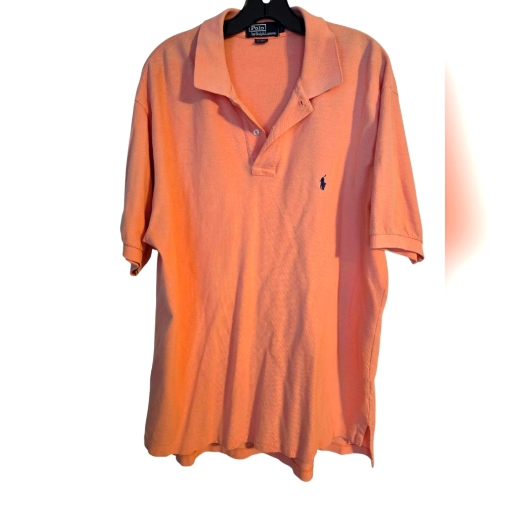 Men's Ralph Lauren Peach Colored Polo Shirt, Size Large